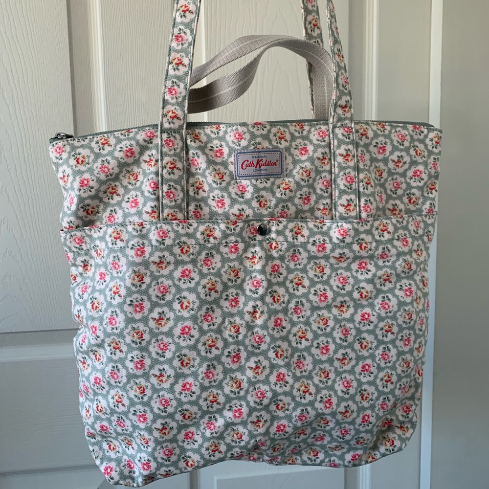 CATH KIDSTON Double Handle Cotton Tote Provence Rose Dark Sage